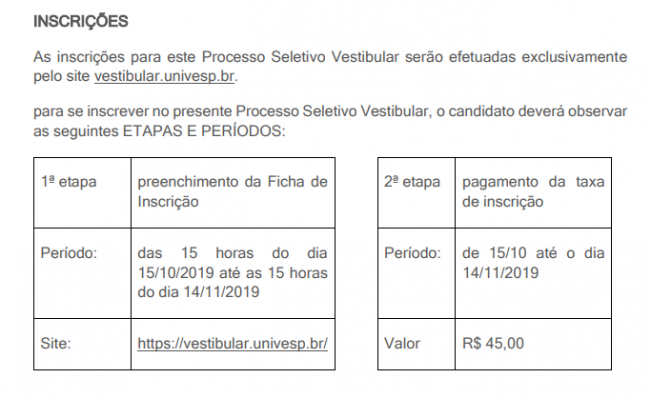 VESTIBULAR UNIVESP - 2020